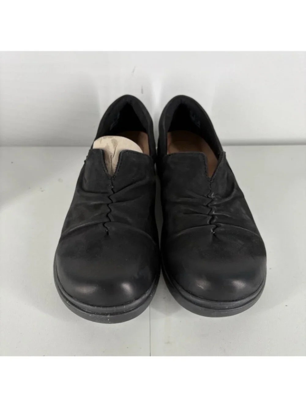 Clarks Artisan Women 11W Black Leather Comfort Slip On Certina Rose Loafers